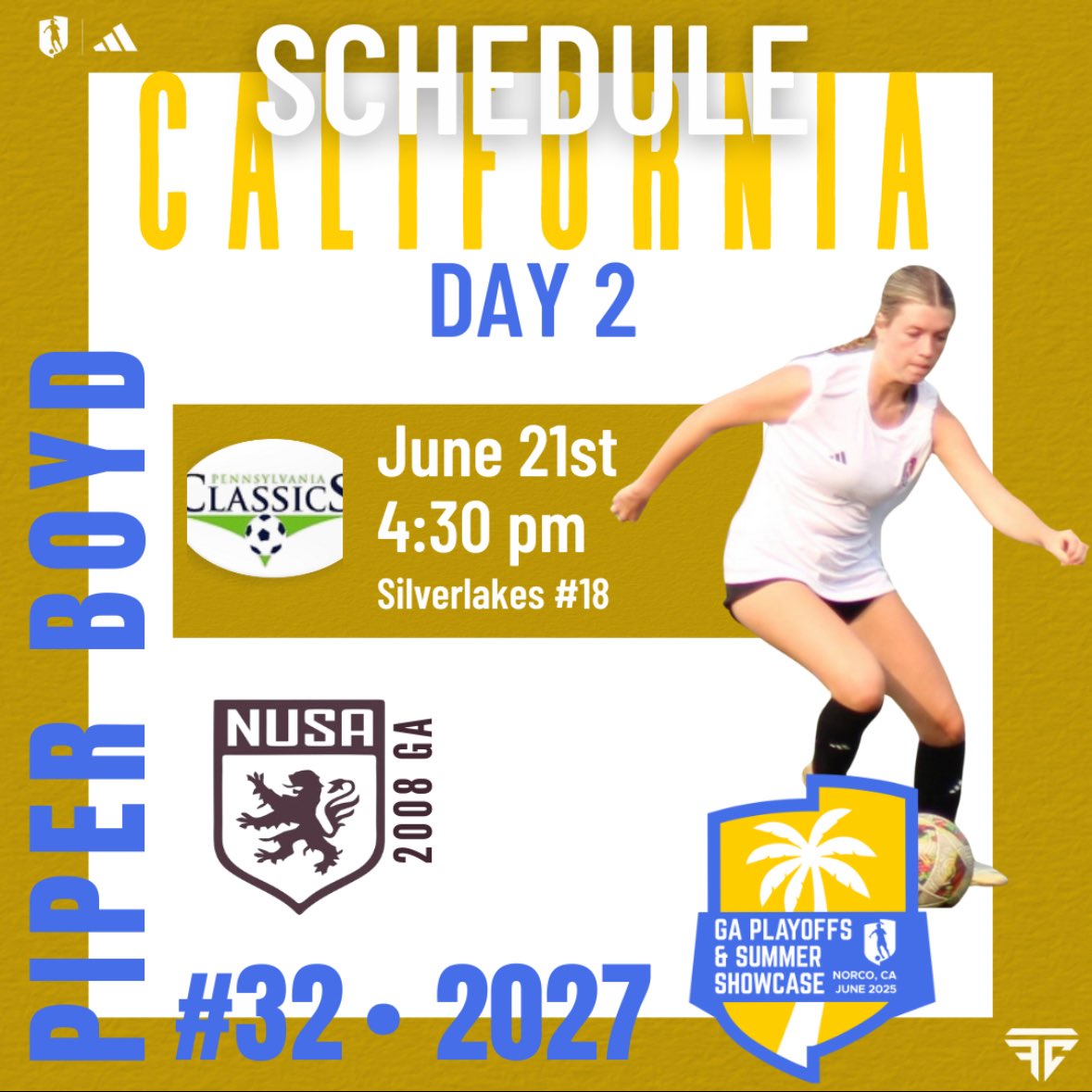 piper boyd (@pboyd1231) on Twitter photo Let’s get it Day 2💙💛 4:30 pm Field #18 <a href="/TravisFravel/">Travis Fravel</a> <a href="/ImYouthSoccer/">ECNL/GA/Recruiting/College Soccer</a> <a href="/GAcademyLeague/">Girls Academy</a> <a href="/nashusa_org/">NUSA</a> Let’s get it Day 2💙💛 4:30 pm Field #18 <a href="/TravisFravel/">Travis Fravel</a> <a href="/ImYouthSoccer/">ECNL/GA/Recruiting/College Soccer</a> <a href="/GAcademyLeague/">Girls Academy</a> <a href="/nashusa_org/">NUSA</a>