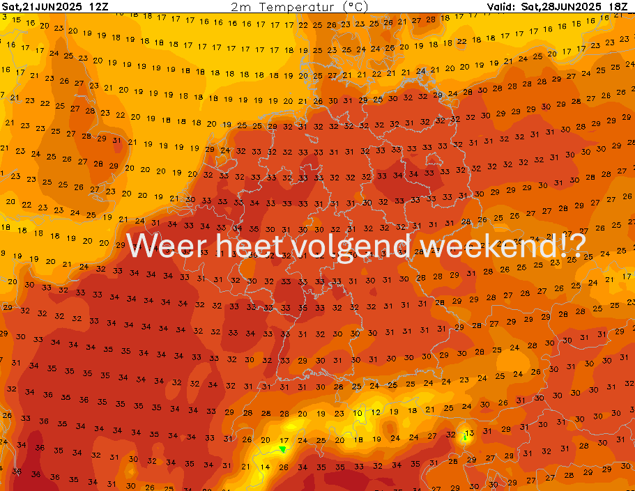 He bah, weer die 30 tot 35 in zicht over een week..
En...midweeks ook nog even die 30 he!