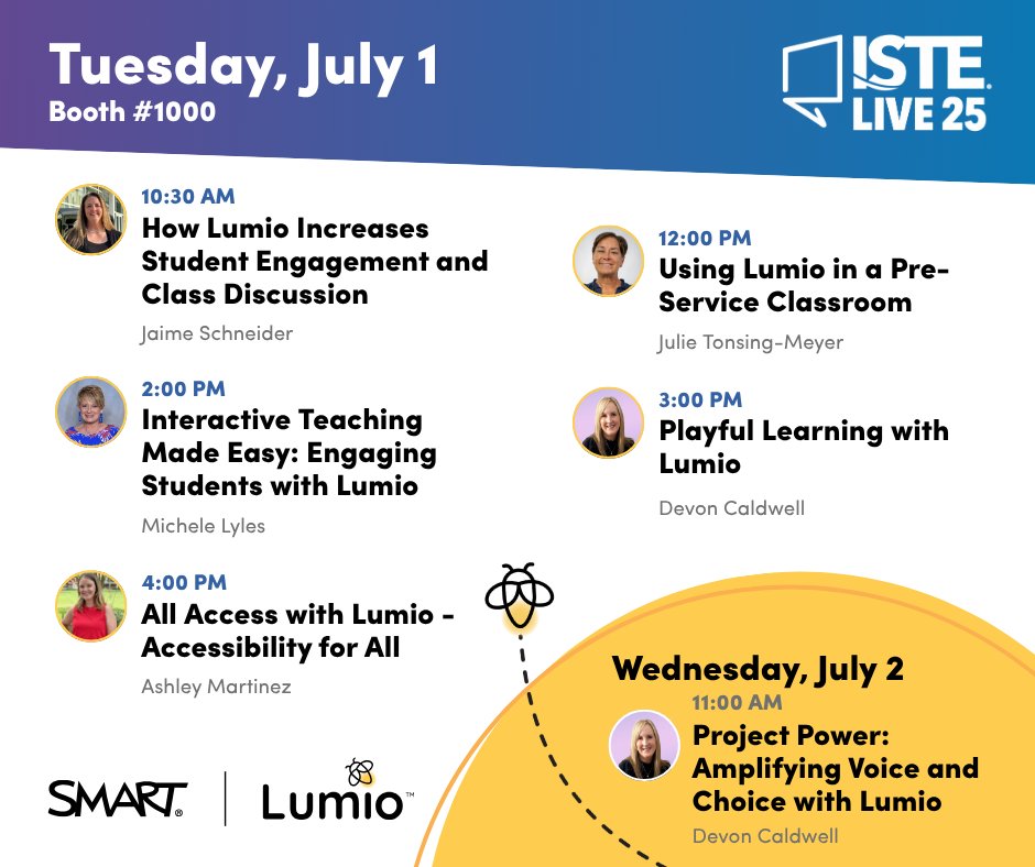 Tisha Poncio (@tishaponcio) on Twitter photo ISTE is 1 Week away and there will be some fantastic and knowledgable <a href="/LumioSocial/">Lumio π</a> <a href="/SMART_Tech/">SMART Technologies</a> Ambassadors sharing at Booth #1000! π₯³
Add them to your schedule: ISTE is 1 Week away and there will be some fantastic and knowledgable <a href="/LumioSocial/">Lumio π</a> <a href="/SMART_Tech/">SMART Technologies</a> Ambassadors sharing at Booth #1000! π₯³
Add them to your schedule: