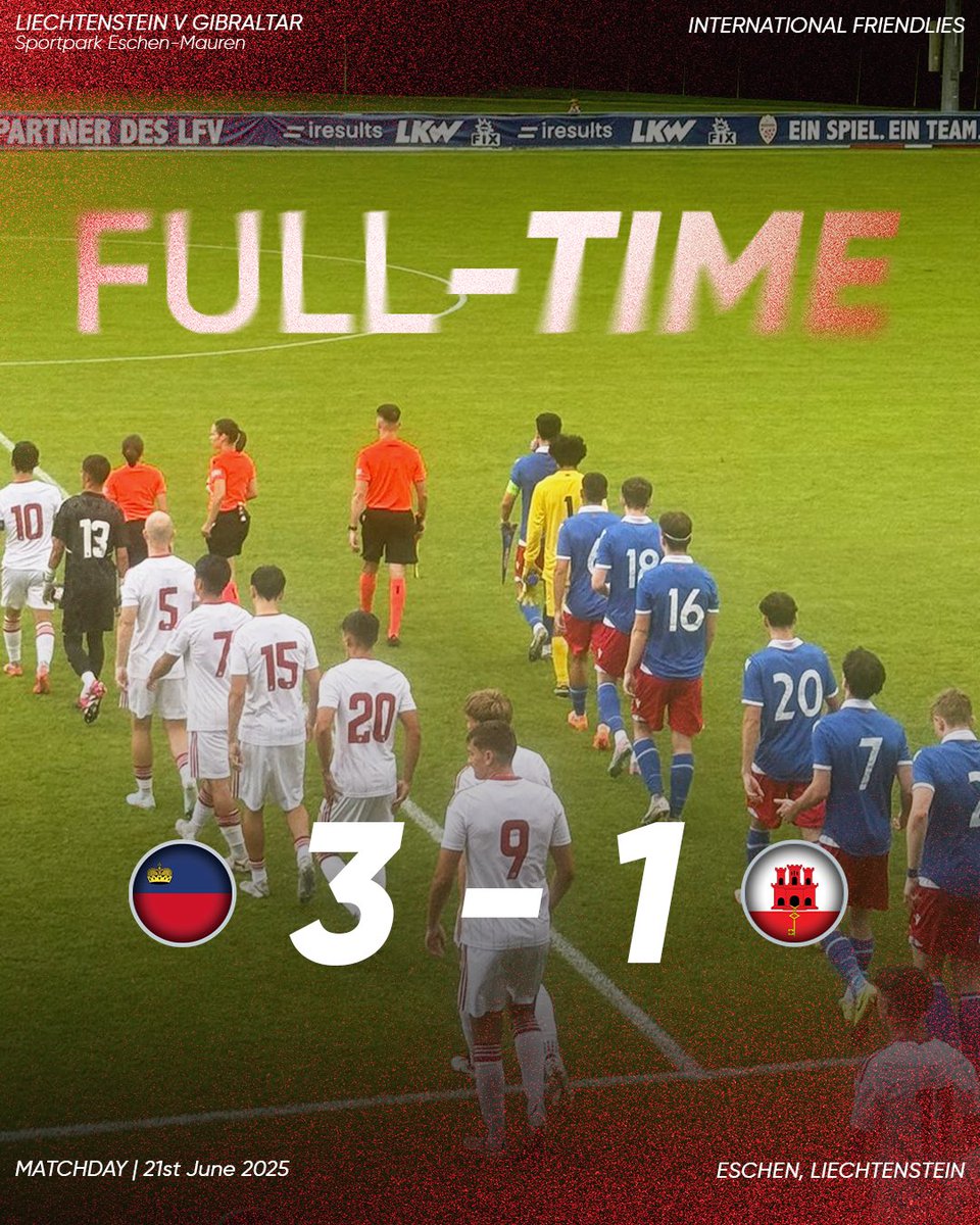 U21 Match Amical 🇱🇮🇬🇮

Le Liechtenstein, plus expérimenté, s'impose 3-1 contre une équipe très jeune de Gibraltar. But de McClafferty ou Caetano (décision de l'UEFA dans la soirée).

Bilan 👁️

Liechtenstein : 2 victoires, 49 défaites.
Gibraltar : 2 victoires, 37 défaites, 2 nuls.