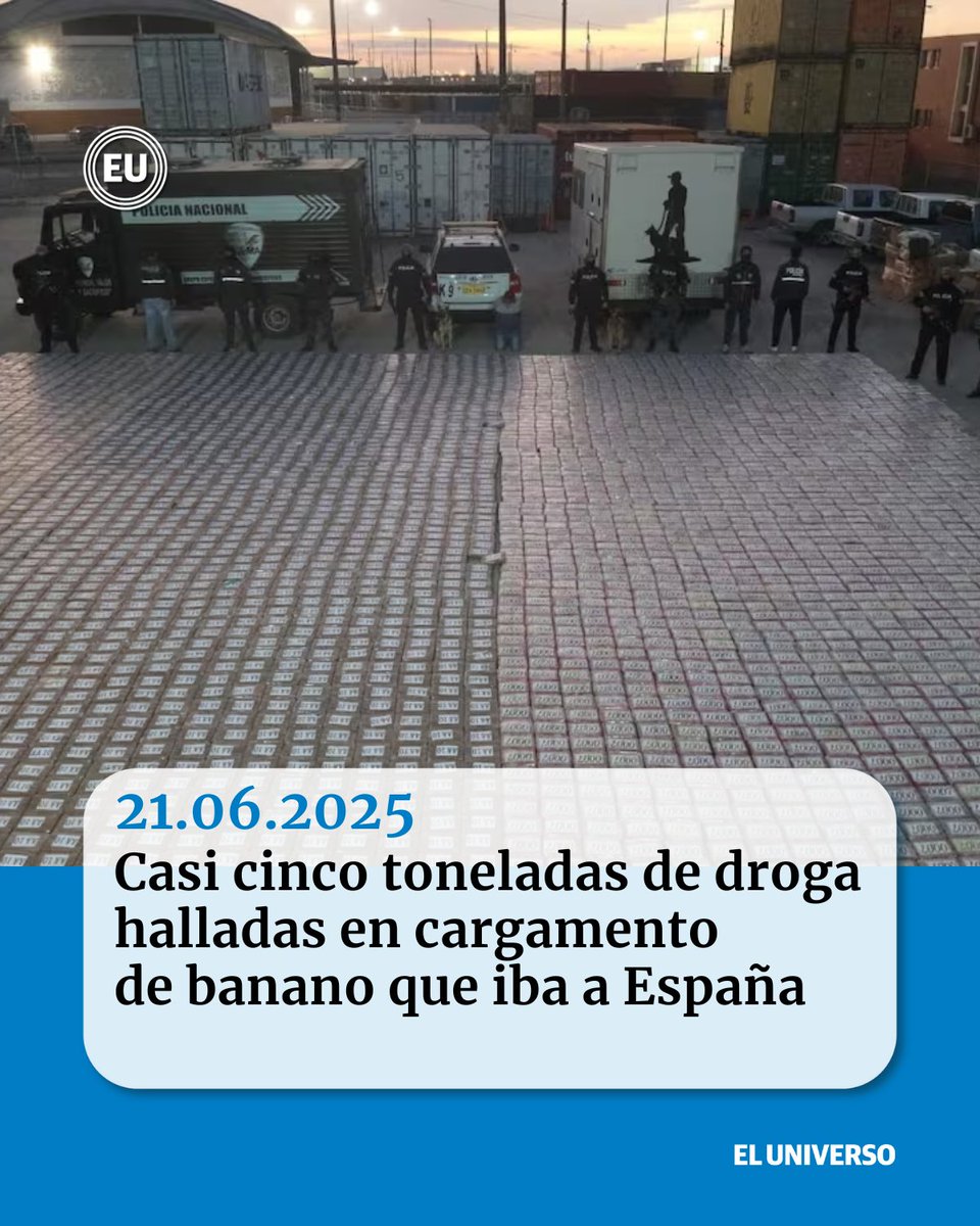 Casi cinco toneladas de #droga halladas en cargamento de banano que iba a #España ow.ly/p93f50WekP7