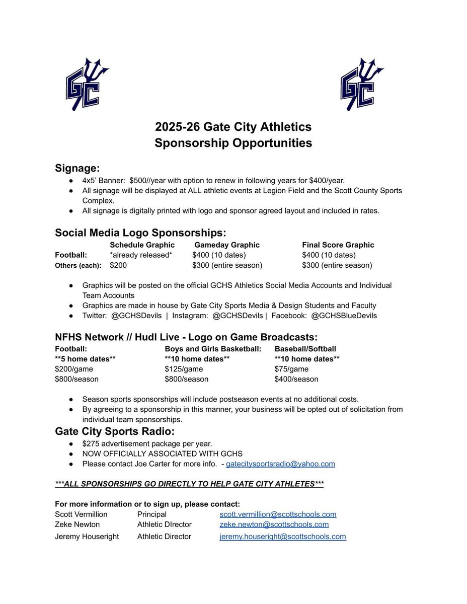 Gate City Athletics (@gchsdevils) on Twitter photo 🏈🎽🏀 Support Gate City High School Athletics – Become a Proud Sponsor Today! 🏀🎽🏈
📞 Interested in joining our team? Message us here on Facebook or email Zeke Newton at zeke.newton@scottschools.com to learn about sponsorship packages. 🏈🎽🏀 Support Gate City High School Athletics – Become a Proud Sponsor Today! 🏀🎽🏈
📞 Interested in joining our team? Message us here on Facebook or email Zeke Newton at zeke.newton@scottschools.com to learn about sponsorship packages.