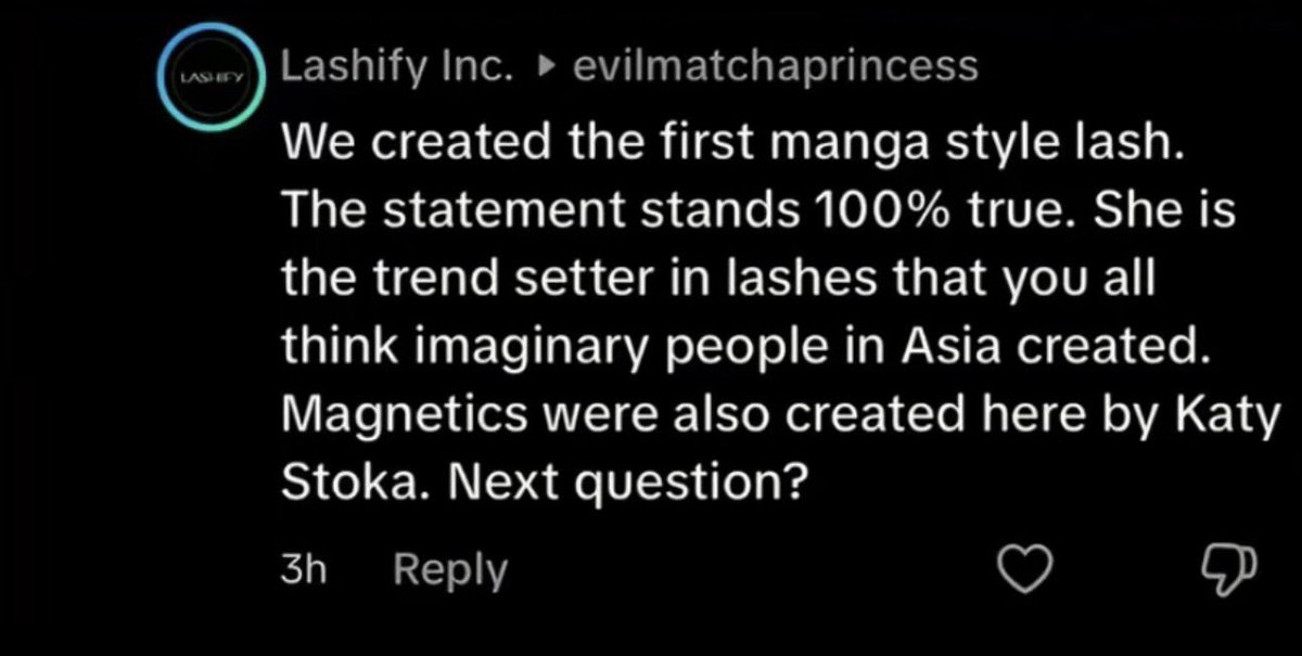 gyaruchive's tweet photo. the thing that pisses me off about the lashify lawsuit is that they’re being micro aggressive macro aggressive racist in their tiktok replies trying to defend suing ASIAN diy lash extension brands and being so vocal about it but its all hush when it comes to kiss and ardell

lashify keeps bringing uo their patent on lash clusters which started in 2017 but lash clusters have existed before that the idea of cutting up lashes and individually placing them under your lashes wasn’t new they didn’t invent it and they’re even claiming to have invented manga lashes 

everything about this just screams racism and jealousy