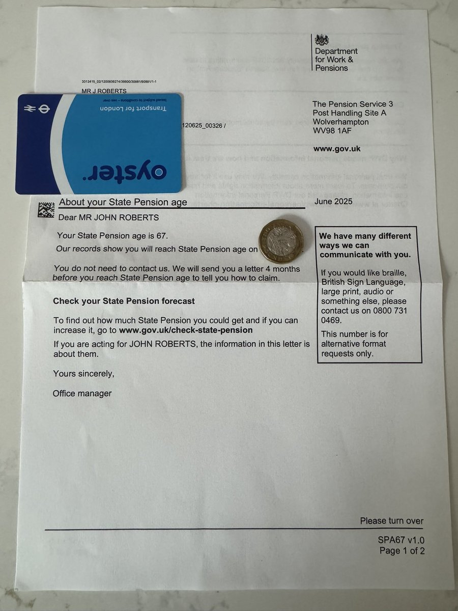 john_actuary's tweet image. Oh no! Just had an official letter telling me my SP age is 67. I never knew!
When I started work 40 years ago I was told it would be 65. I’ve paid my dues, and now the govt is stealing my pension with barely 3 years notice. How will I fund my expected leisurely lifestyle now?