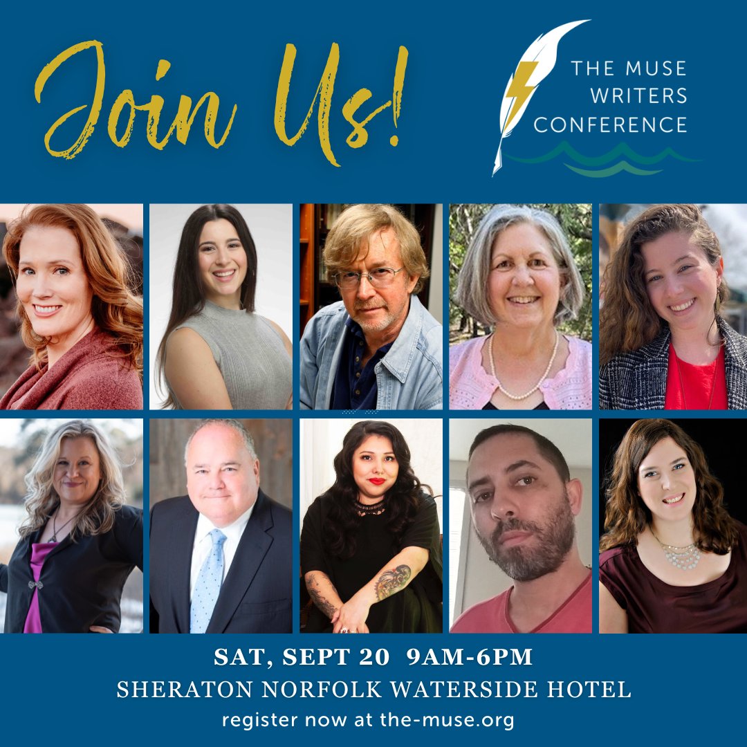 🌊Join us for The Muse Writers Conference on Saturday, September 20, from 9 a.m.- 6 p.m. at the Sheraton Norfolk Waterside Hotel.📖

⚡️Space is limited to just 100 participants; register by July 31 to lock-in early bird pricing!✍️

📍Read more &amp; register: the-muse.org/event/conferen…