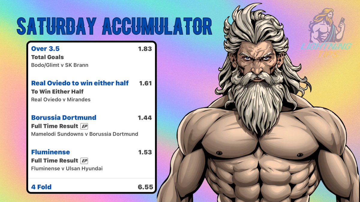 LightningTipss's tweet image. 🔥 Saturday’s ACCA is HERE! 🔥
5.55/1 odds for today 😇
Let’s smash it together & Start the weekend strong 💥
❤️ Like + 🔄 Retweet if you’re ON IT with us!
