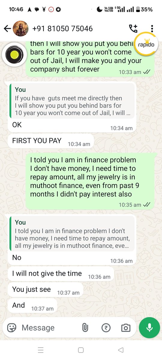 RohitPs2's tweet photo. Dear bajaj finance 
Are you running finance company or rowdyism company, it person doesn't pay EMI and request time to repay, you send rowdy to house, and call family members life  threatening, police should take action on company 
@Bajaj_Finserv @Bajaj_Finance @sanjivrbajaj https://t.co/r6lAilTcZM