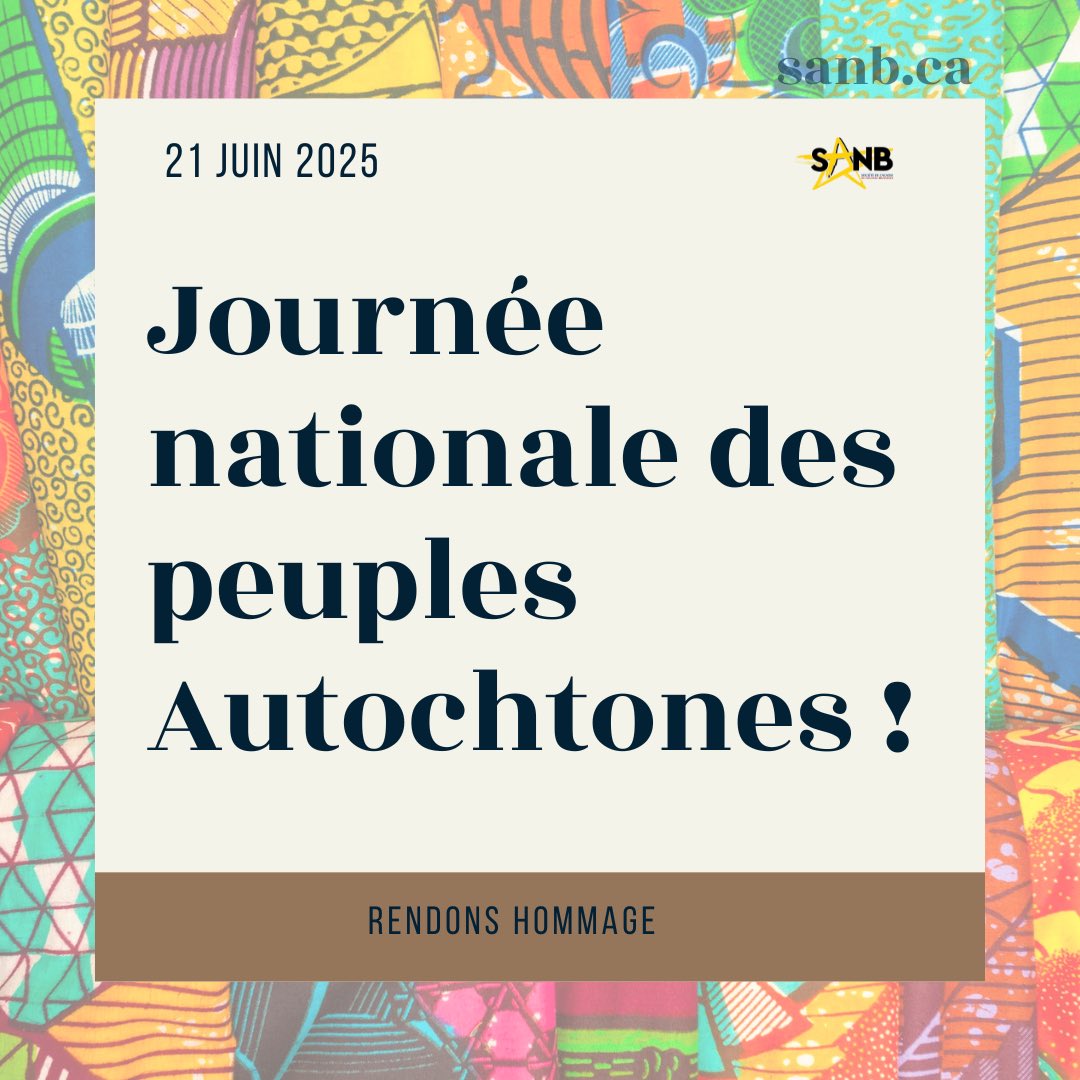 Bonne journée nationale des peuples autochtones. 

Rendons hommage à leurs cultures et à leurs contributions, que ce soit en Acadie ou ailleurs. Nous vous souhaitons une journée pleine d’amour en de célébrations entourées de vos proches.