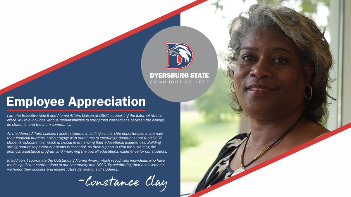🌟 Employee Appreciation Post! 🌟 
DSCC appreciates its employees for their unwavering dedication and commitment. Thank you for being the driving force behind our progress at Dyersburg State!
🙌💪 #EmployeeAppreciation #Teamwork #GoEagles 🦅
