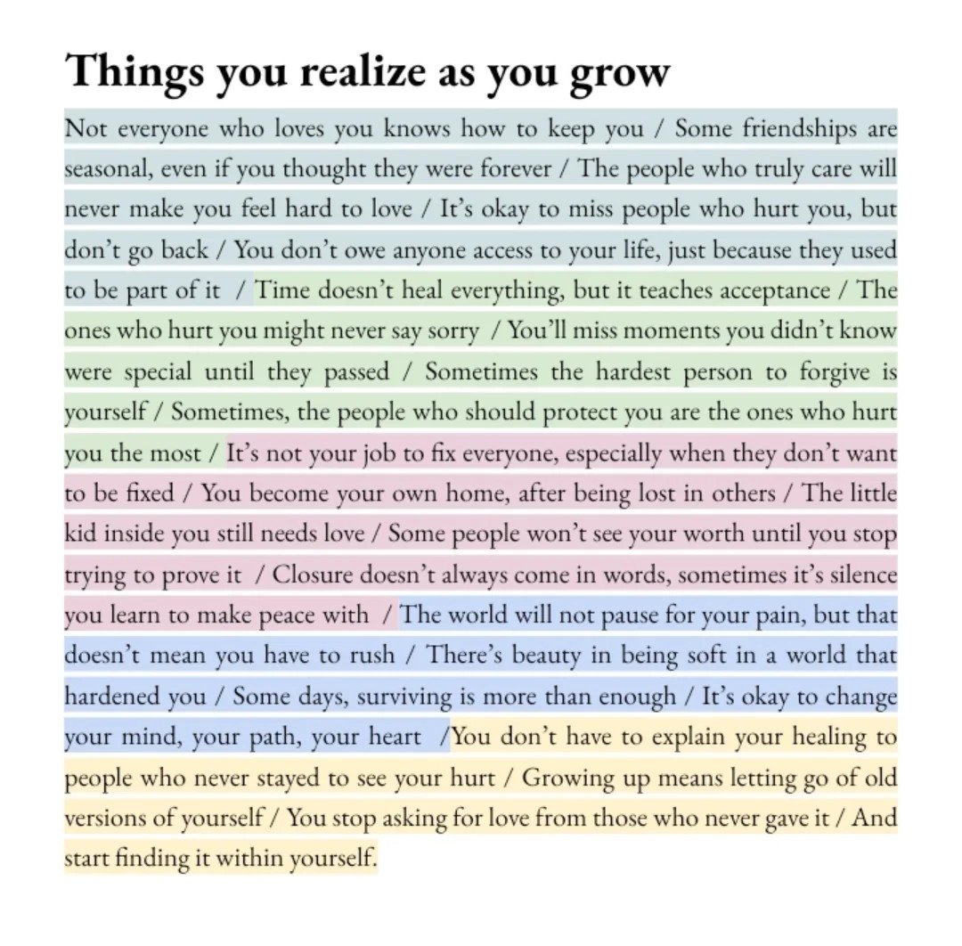 Things you realize as you grow