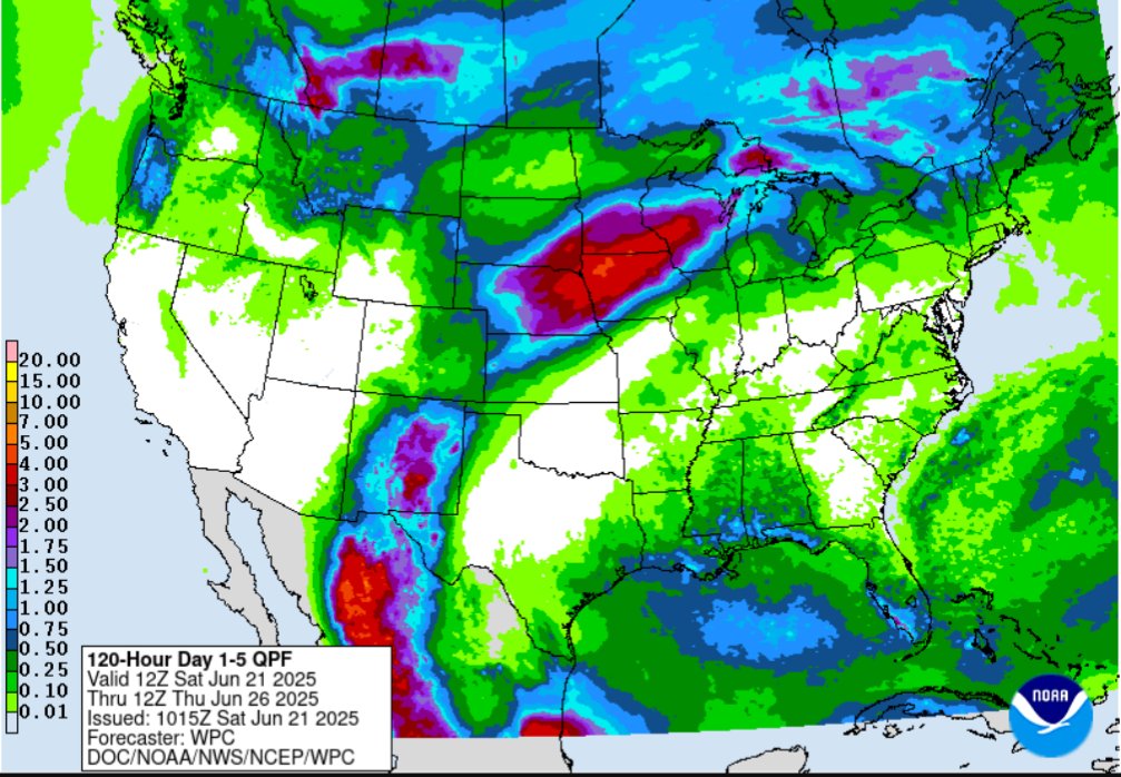 The next 5-day rainfall totals here. Odd defining flow for sure.