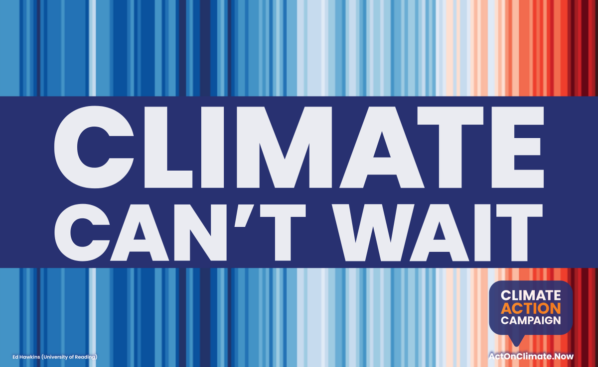 Today is #ShowYourStripes Day - a global moment to highlight the reality and urgency of the climate crisis. The "warming stripes" from @UniOfReading help us see global temperatures are rising dangerously fast, making the case that our #ClimateCantWait.