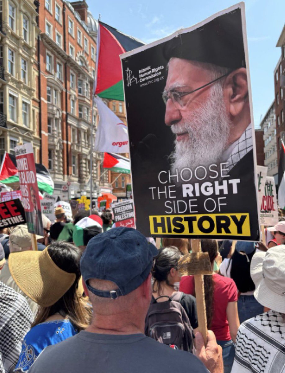 The “Free Palestine” march in London had its mask slipped, as they glorified the tyrant of Tehran. The man who executes protesters, execute gays, poisons schoolgirls, and crushes women fighting for basic rights. 

Thats where they stand.