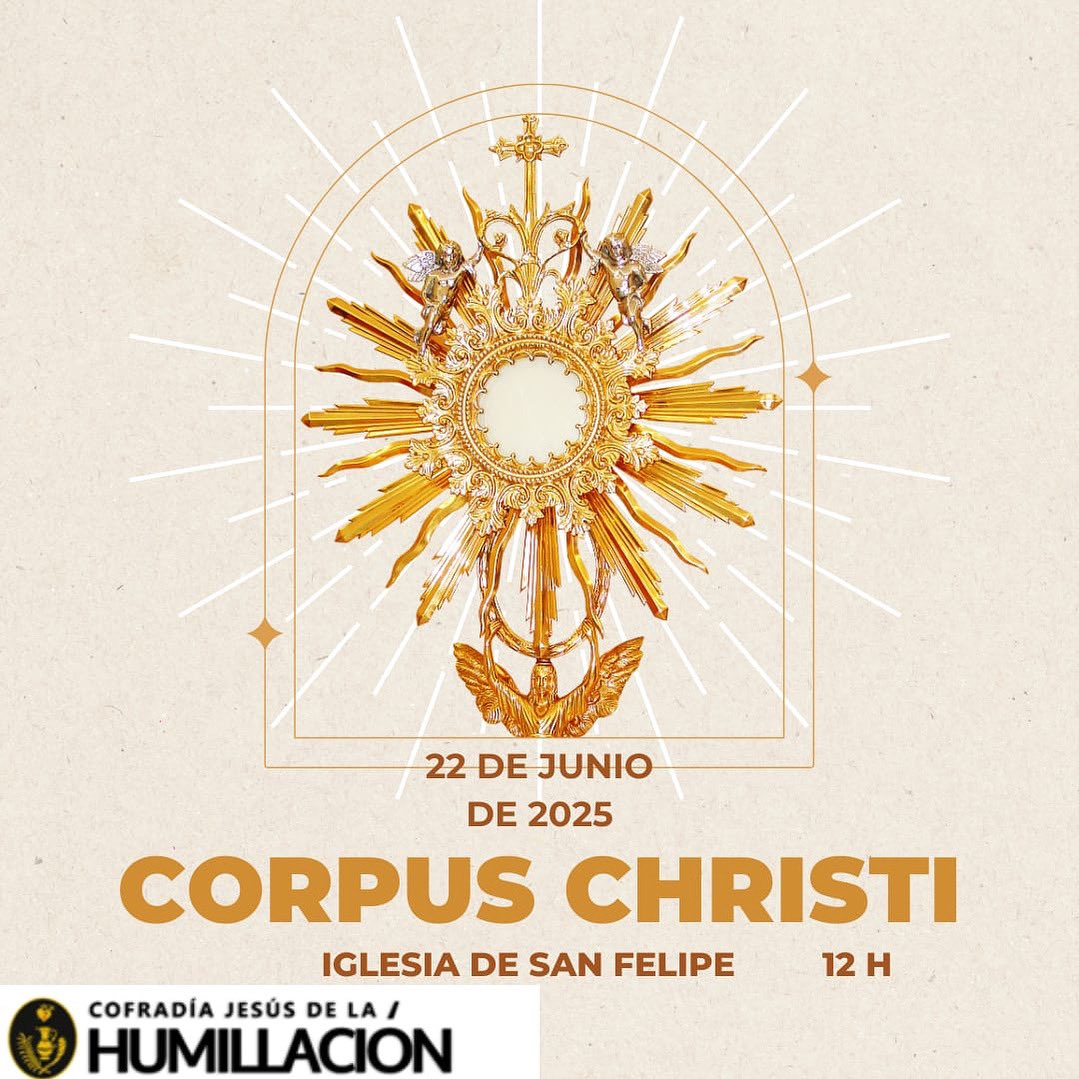 Este domingo, 22 de junio, celebramos la fiesta del Corpus Christi con una Eucaristía en nuestra parroquia, San Felipe, a las 12 h. Os esperamos!

#HumillacionZgz
#SemanaSantaZgz