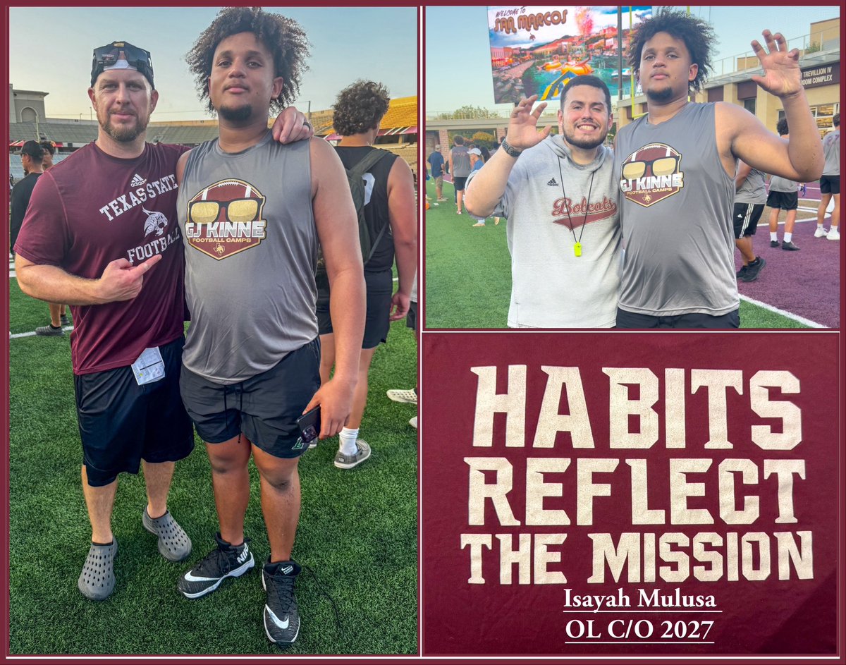 Isayah56's tweet image. Camping @TXSTATEFOOTBALL was a blast. Thank you @coach_tsmith17 for the camp invite. I enjoyed the coaching and pointers I received. Hope to be back in the fall. @TrustMyEyesO @CoachShoeOL @CoachGuillermo_  @andrewcobus @CoachWillBryant @dru_sawyer @CoachHarris_LR @On3Recruits…