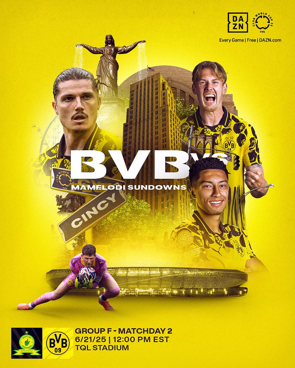 Borussia Dortmund (@blackyellow) on Twitter photo MATCHDAY VS <a href="/Masandawana/">Mamelodi Sundowns FC</a>! 🇿🇦🇩🇪
Watch it live and free on @daznfootball!
#TakeItToTheWorld #FIFACWC MATCHDAY VS <a href="/Masandawana/">Mamelodi Sundowns FC</a>! 🇿🇦🇩🇪
Watch it live and free on @daznfootball!
#TakeItToTheWorld #FIFACWC