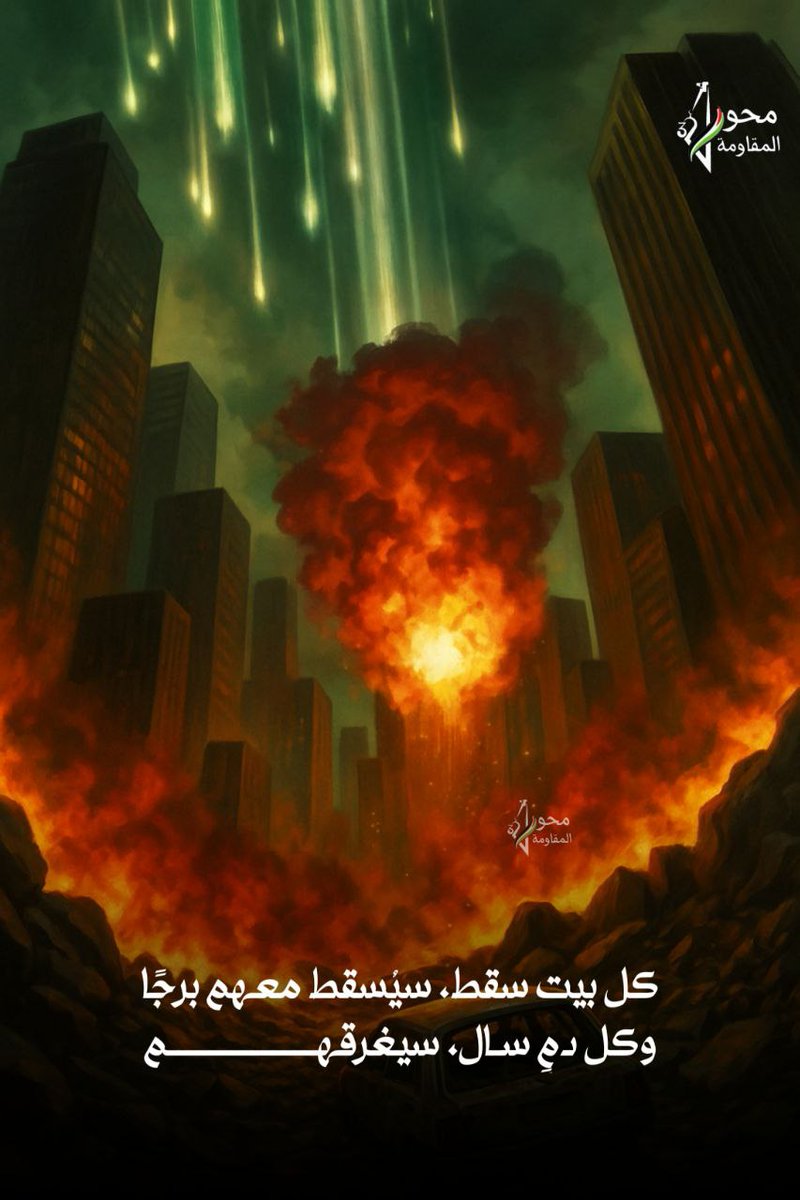 كل بيت سقط، سيُسقط معهم برجًا ..
وكل دمٍ سال، سيغرقهم ..

#Iran
#IsraelIranConflict