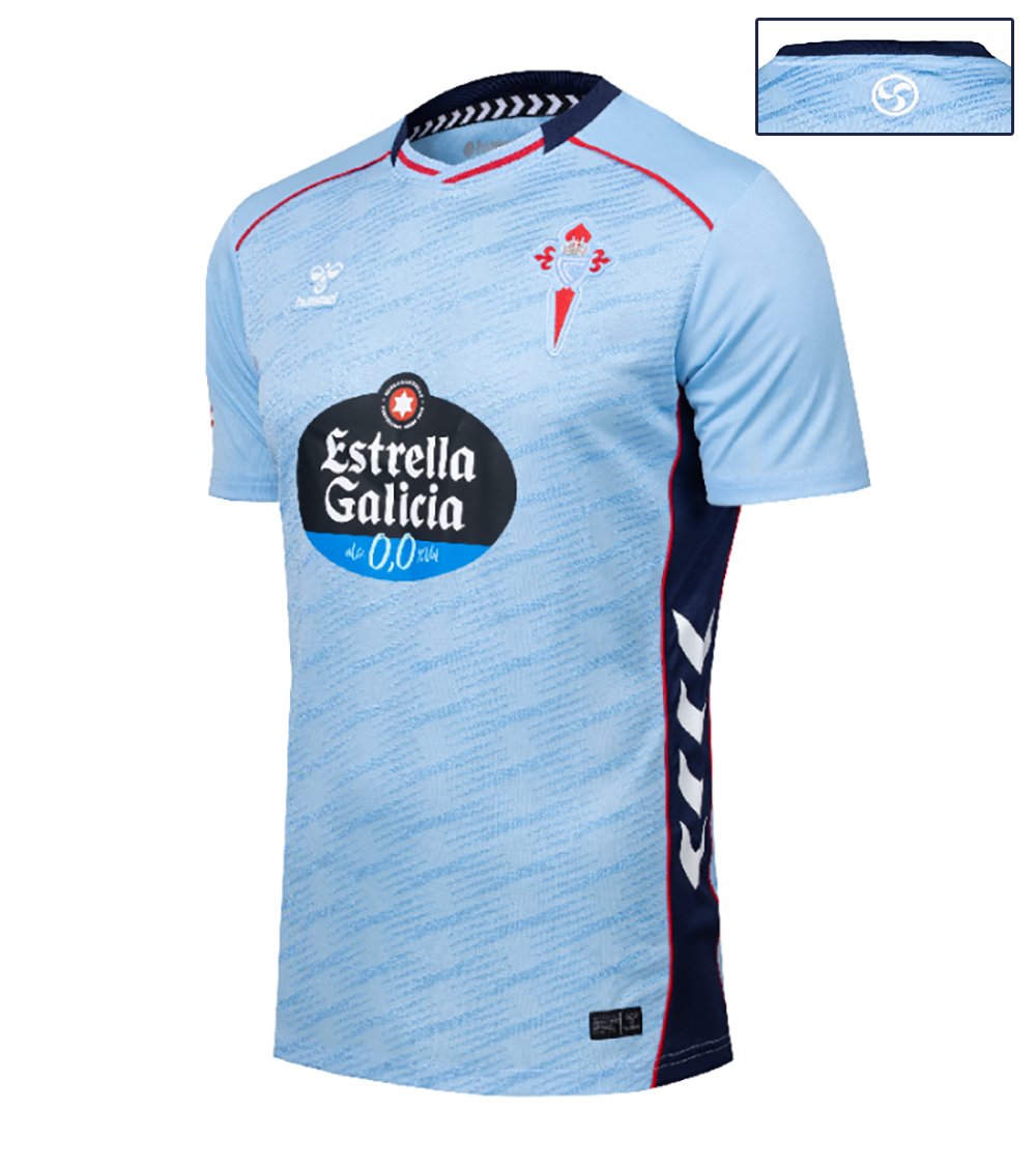 2024 🆚 2025 - Celta de Vigo <a href="/hummel1923/">hummel</a> Home Kit

🔎 Diseño inspirado en los modelos de los 2000 con una textura en sobre tono
🔎 Cuello en 'v' con perímetro trasero azul; mismo tono para los paneles laterales
🔎 Rojo en vivo del cuello, hombros y laterales
🔎 Trisquel celta en