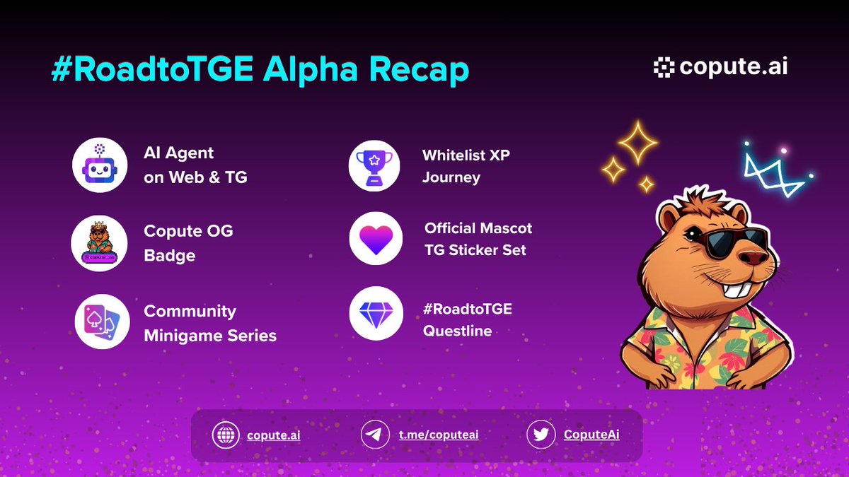 CoputeAi's tweet image. ICYMI 👀 Here&apos;s everything we&apos;ve dropped so far as part of our #RoadtoTGE 

More exciting campaigns, events, &amp;amp; launches will be coming in the next few weeks! Stay tuned to our socials to catch all the incoming goodness &amp;amp; let&apos;s keep building the #CommunityCompute grid together 👊