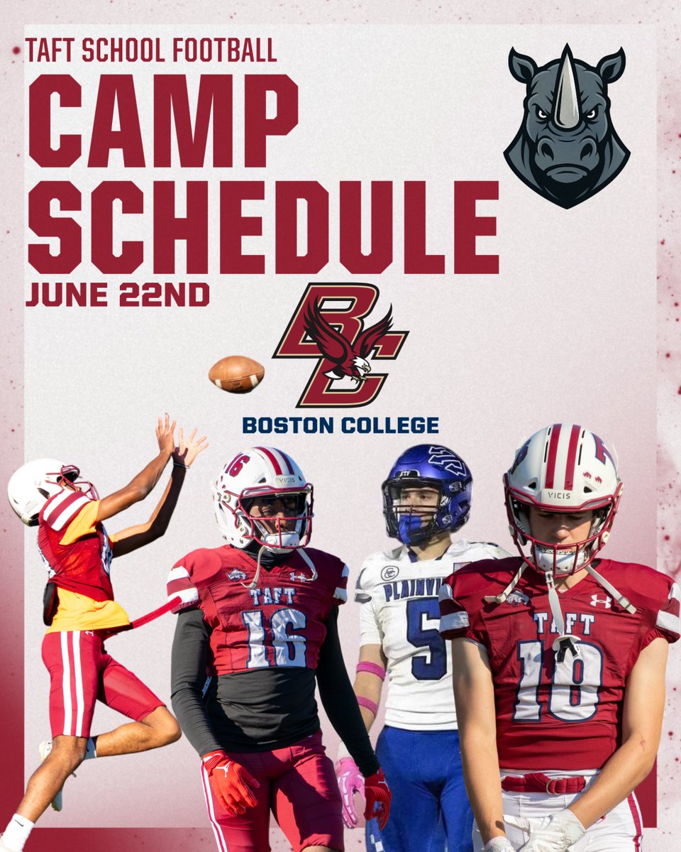 Taft Football (@taftfootballct) on Twitter photo A few of our underclassmen will be competing tomorrow <a href="/BCFootball/">Boston College Football</a> #NextLevel
<a href="/Coach_JDiBiaso/">Jonathan DiBiaso</a> <a href="/CoachWillBC/">Will Lawing</a>
Good luck <a href="/Damon2Hibbert/">Damon Hibbert</a> <a href="/Nathaneke2027/">Nathan Eke 6’3 DB/ATH 2027</a> <a href="/XavierHairston5/">Xavier Hairston</a> <a href="/MichaelVotto11/">Michael Votto †</a>
🦏🆙 #gobigred #gorhinos #brickxbrick A few of our underclassmen will be competing tomorrow <a href="/BCFootball/">Boston College Football</a> #NextLevel
<a href="/Coach_JDiBiaso/">Jonathan DiBiaso</a> <a href="/CoachWillBC/">Will Lawing</a>
Good luck <a href="/Damon2Hibbert/">Damon Hibbert</a> <a href="/Nathaneke2027/">Nathan Eke 6’3 DB/ATH 2027</a> <a href="/XavierHairston5/">Xavier Hairston</a> <a href="/MichaelVotto11/">Michael Votto †</a>
🦏🆙 #gobigred #gorhinos #brickxbrick