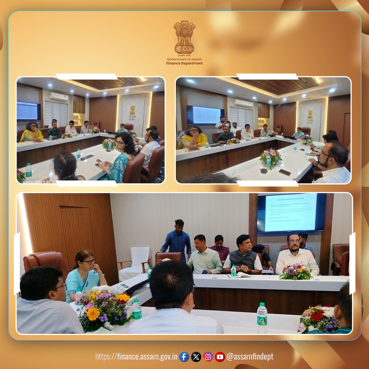 AssamFinDept's tweet image. Finance Minister Ajanta Neog today reviewed the progress of various schemes with senior department officials, including Jayant Narlikar, IAS, & other Secretaries. Prior to the meeting, she inaugurated the newly refurbished conference hall at F Block, Janata Bhawan.
#publicservice