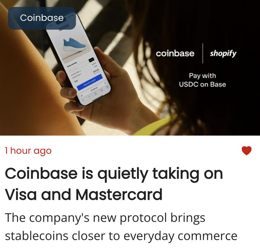 Coinbase is quietly taking on Visa and Mastercard
The company's new protocol brings stablecoins closer to everyday commerce

On Tuesday, the U.S. Senate passed the GENIUS Act, a new law that sets clear rules for stablecoins in the U.S. It allows not just banks and Fintech
