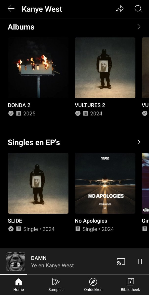 TheDroam's tweet photo. @Ye's Bully has been removed from his 'Ye' &amp; 'Kanye West' YT Music profile 

but you can still listen to it https://t.co/ra7Mzp5pug