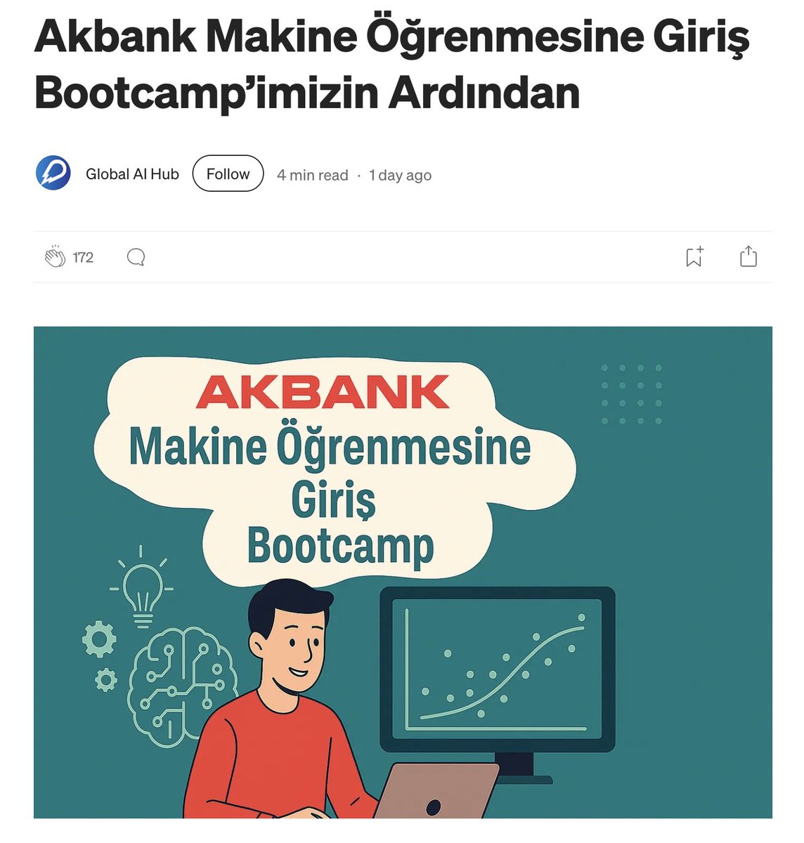 🚀 <a href="/Akbank/">Akbank</a> sponsorluğunda düzenlediğimiz “Makine Öğrenmesine Giriş Bootcamp” yolculuğumuzu, edindiğimiz deneyimleri ve harika projeleri anlattığımız Medium yazımız yayında! 👇🏻

🔗 medium.com/global-ai-hub/…

#MakineÖğrenmesi #Bootcamp #Akbank #GlobalAIHub #DataScience