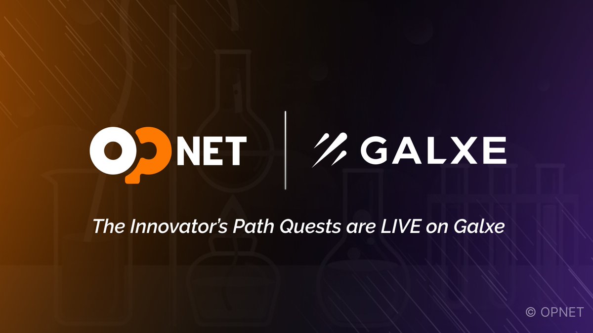 OP_NET GALXE QUEST: INNOVATOR’S PATH IS LIVE! 🛤️

This week, your journey continues deeper into Bitcoin-native DeFi.

Explore, experiment, and interact with OP_NET smart contracts on-chain.

Complete the quest to unlock the Innovator role in the OP_NET Discord 🍊💊