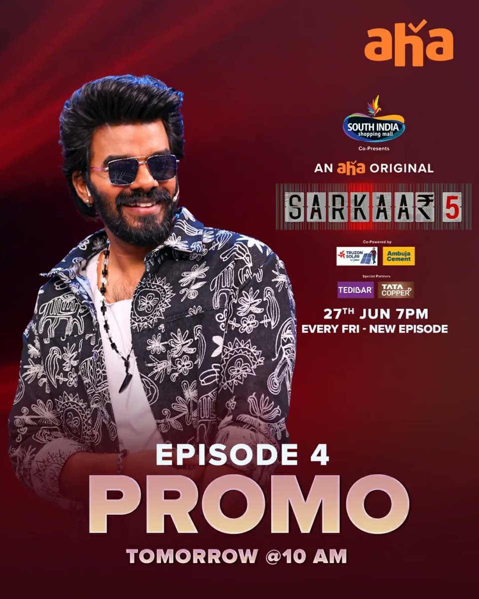 Sudheer Trends™ (@trendssudheer) on Twitter photo Enjoyed with Entertainment Filled Episodes - 1, 2 & 3 of #SudheerSarkaar ? 🔥
Get Ready to Witness the More Entertainment 😄
#SarkaarS5 - Episode 4 Promo Drops Tomorrow at 10 AM ❤️🔥 💥
<a href="/sudheeranand/">Sudigali Sudheer</a> #SudigaliSudheer #Sarkaar Enjoyed with Entertainment Filled Episodes - 1, 2 & 3 of #SudheerSarkaar ? 🔥
Get Ready to Witness the More Entertainment 😄
#SarkaarS5 - Episode 4 Promo Drops Tomorrow at 10 AM ❤️🔥 💥
<a href="/sudheeranand/">Sudigali Sudheer</a> #SudigaliSudheer #Sarkaar