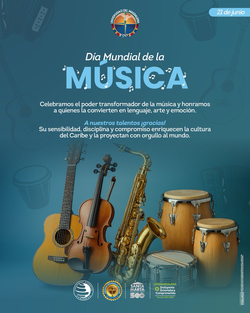 🎶🎤Celebramos el #DíaMundialDeLaMúsica honrando a quienes, con disciplina, pasión y arte, hacen que nuestra cultura Caribe suene en grande.

💙Gracias por llenar los espacios de la U de emoción, identidad y esperanza. ¡Orgullo que trasciende fronteras!🌍🎧