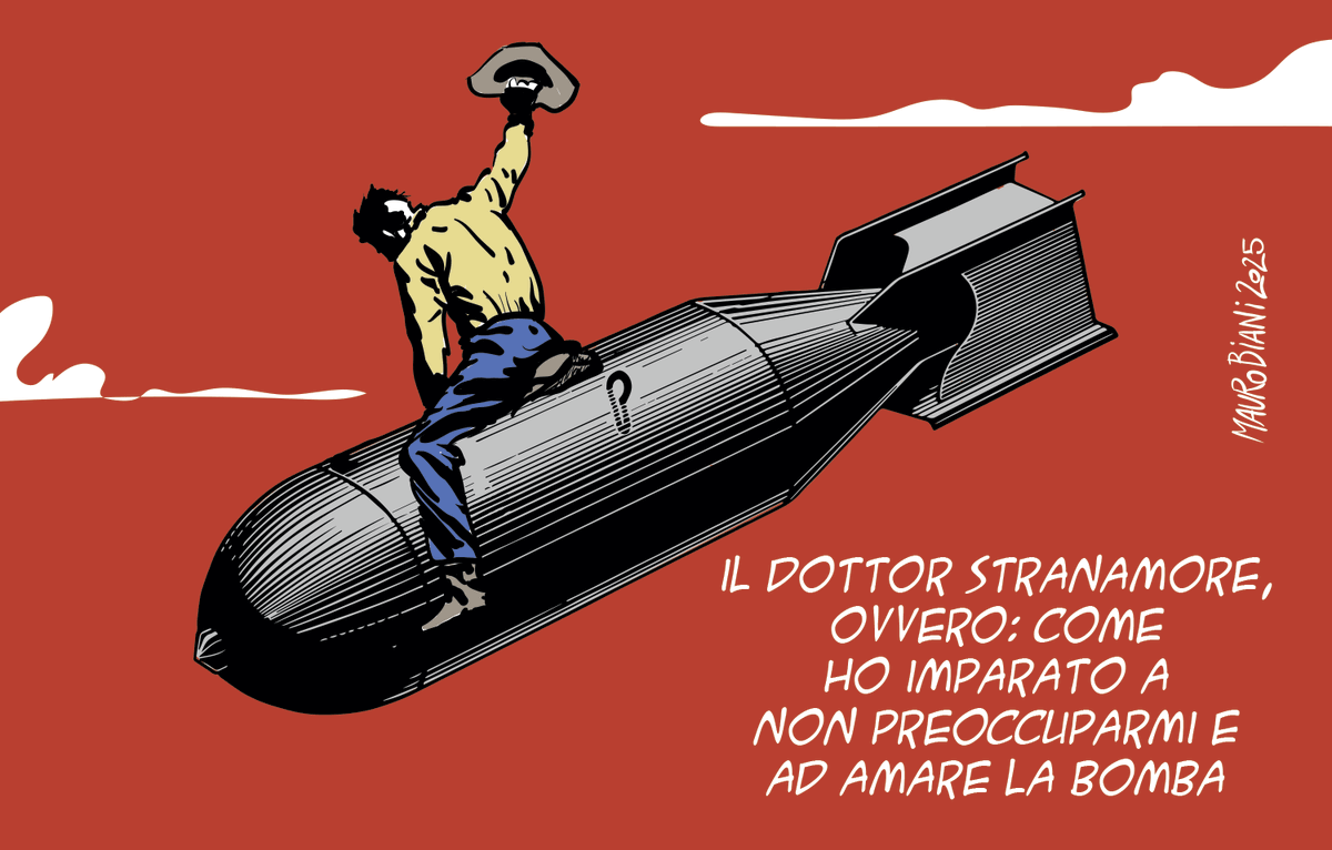 Mauro Biani (@maurobiani) on Twitter photo #Guerra #mondo
#Armi e #riarmo
"Come abbiamo imparato a non preoccuparci e ad amare la bomba"
Oggi per <a href="/repubblica/">Repubblica</a> #Guerra #mondo
#Armi e #riarmo
"Come abbiamo imparato a non preoccuparci e ad amare la bomba"
Oggi per <a href="/repubblica/">Repubblica</a>