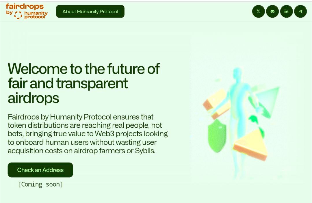 SAkparo's tweet photo. Update on Humanity Protocol

The Snapshot has been taken at 12PM UTC

The Fairdrop is just around the corner

Since the launch of testnet over 8M users have been onboarded and most of them are bots

Fairdrop will make sure tokens get distributed to real people starting with the $H token

As you can see below the website is already live 

So who's eligible for the Fairdrop ? 

• verified testnet users 
 
• community (those who hosted calls, created content & memes, ran games)

• kaito yappers and stakers 

• builders 

• humanity eco partners

Connecting your Socials has a Multiplier I hope you've connected yours 

Do you think you will make the cut for the Fairdrop ?