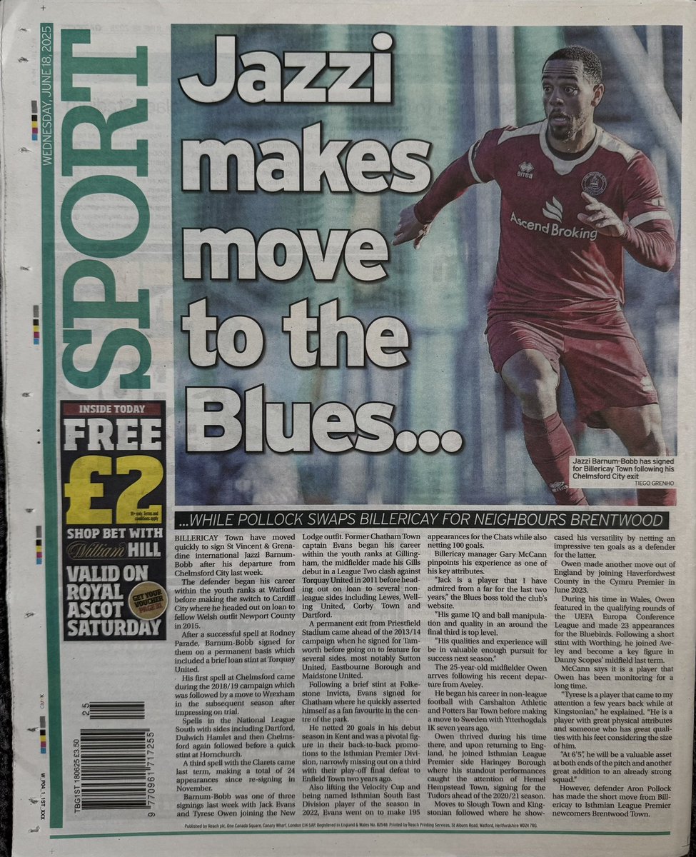 Jazzi Barnum-Bobb features in Brentwood Gazette after his departure from <a href="/OfficialClarets/">Chelmsford City FC</a>