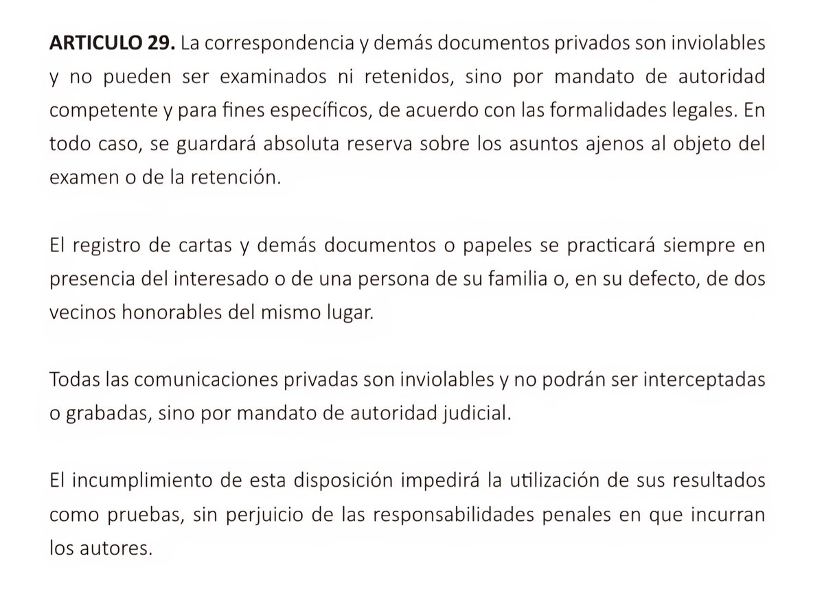Tengo mis serias dudas sobre la constitucionalidad de la orden de suspender la señal de celular y de internet en Bocas del Toro. Alguien que me explique en el Gobierno cuál es el fundamento constitucional de eso.

El artículo 29 CN habla de la inviolabilidad de las