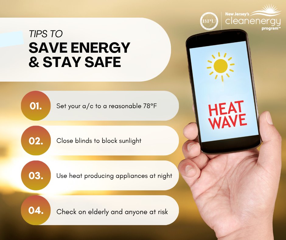 Summer is officially here─and it’s arriving with serious heat! 🔥 Stay safe and save energy with these tips.
Learn more: bit.ly/454n6KY

#NewJersey #HeatWave #Utilities