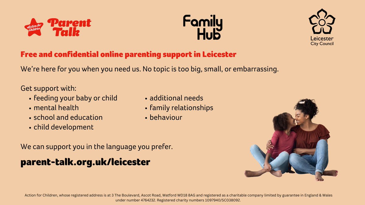 Leicester’s Family Hubs have teamed up with Parent Talk to offer advice and online support for parents &amp; carers across the city. You can also speak with a Leicester-based parenting coach about any concerns and get the help you need. Find out more at parent-talk.org.uk/leicester