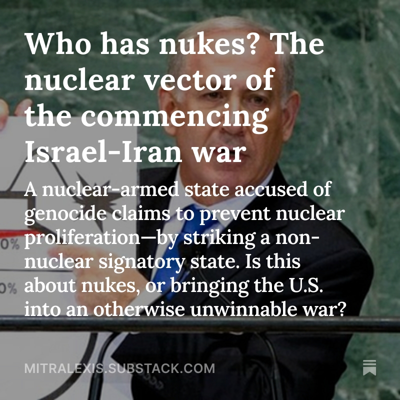 Σωτήρης Μητραλέξης | Sotiris Mitralexis (@mitralexis) on Twitter photo Who has nukes? The nuclear vector of the commencing Israel-Iran war. My analysis for <a href="/geo_trends/">Geo Trends Newsletter</a> : geo-trends.eu/analysis/who-h… Who has nukes? The nuclear vector of the commencing Israel-Iran war. My analysis for <a href="/geo_trends/">Geo Trends Newsletter</a> : geo-trends.eu/analysis/who-h…