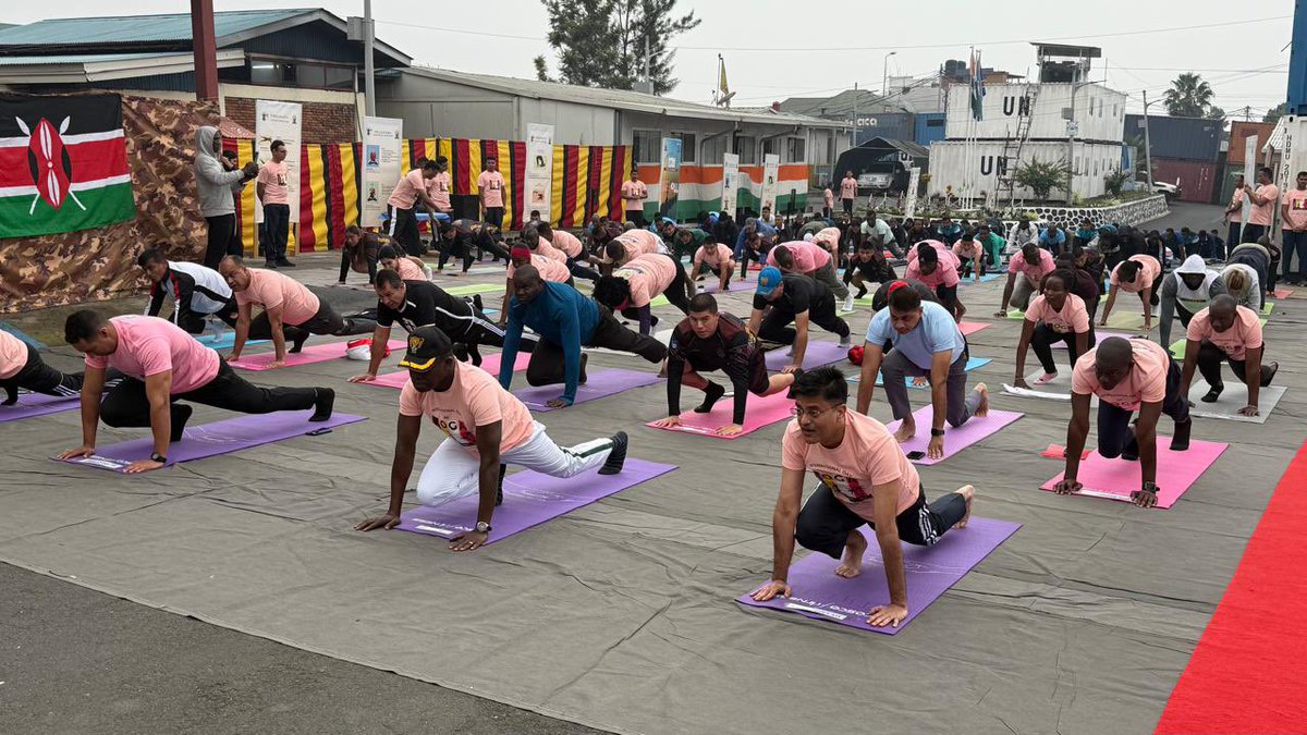 As part of the #InternationalDayofYoga2025 celebrations, the India Level 3 Hospital at Goma organised a Yoga session at the RVA site under the theme Yoga for One Earth, One Health. A total of 230 Peacekeepers from 23 countries participated with enthusiasm. The event promoted