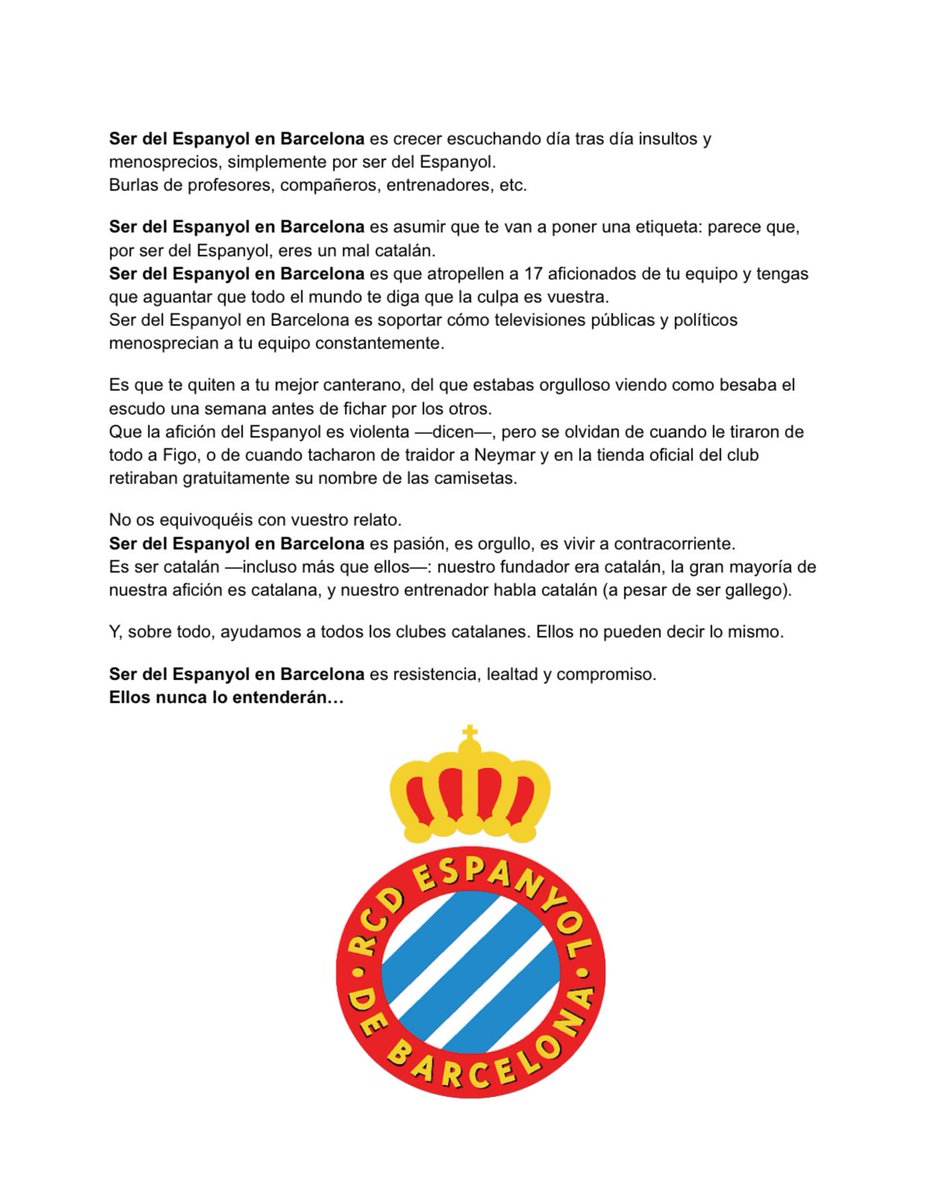 sergigb21's tweet image. No lo leerá nadie, pero me apetecía. @RCDEspanyol #RCDE