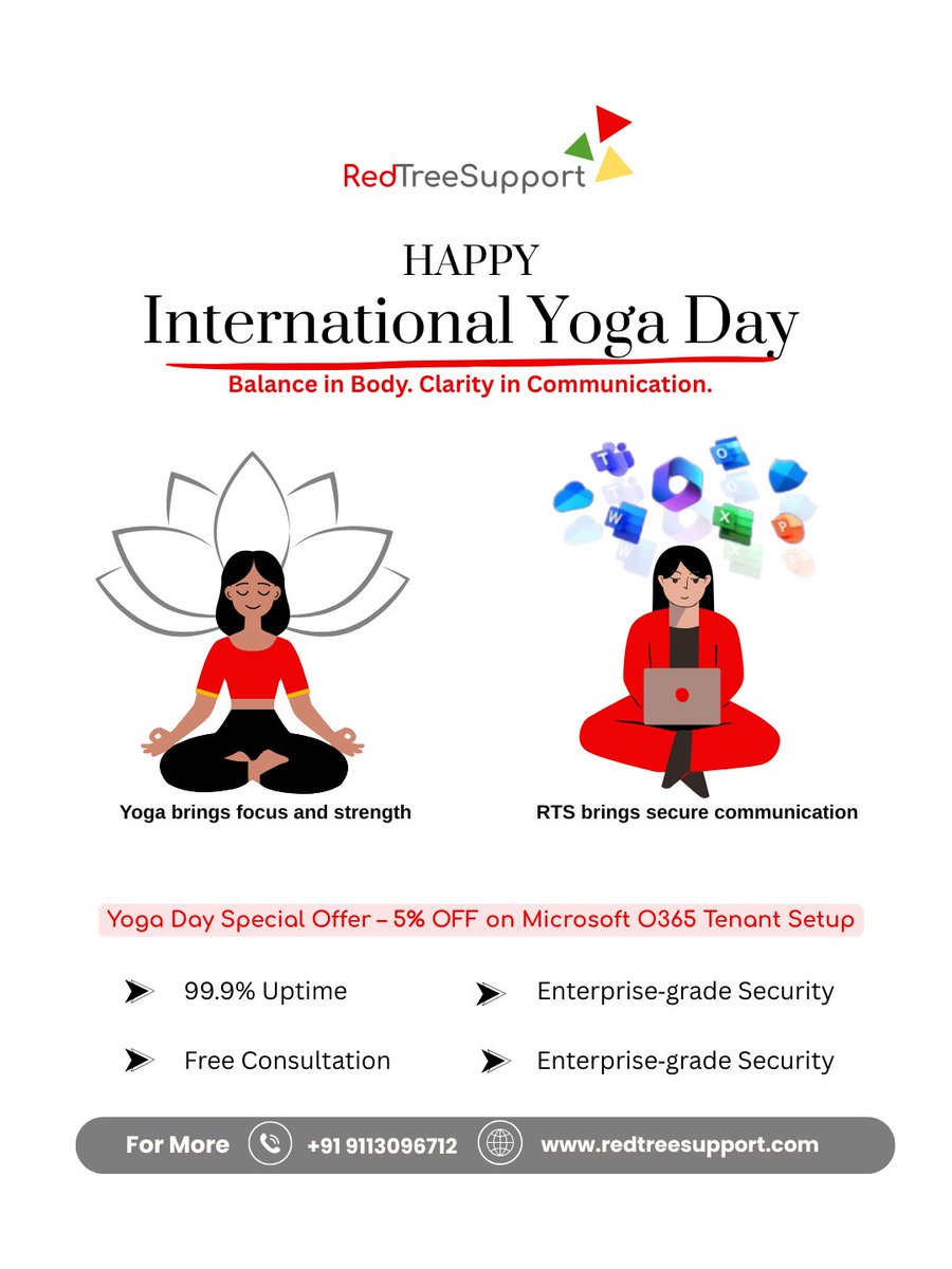 redtreesup2024's tweet image. Balance your body. Balance your business
🌐 Join us now—visit our website! lnkd.in/gRiEgiWZ
#InternationalYogaDay #Microsoft365 #O365Setup  #UAEITSupport #DubaiBusiness #UKITSolutions #YogaDay2025 #InternationalYogaDay #YogaForBusiness #UKBusinessSupport #DubaiTechSupport