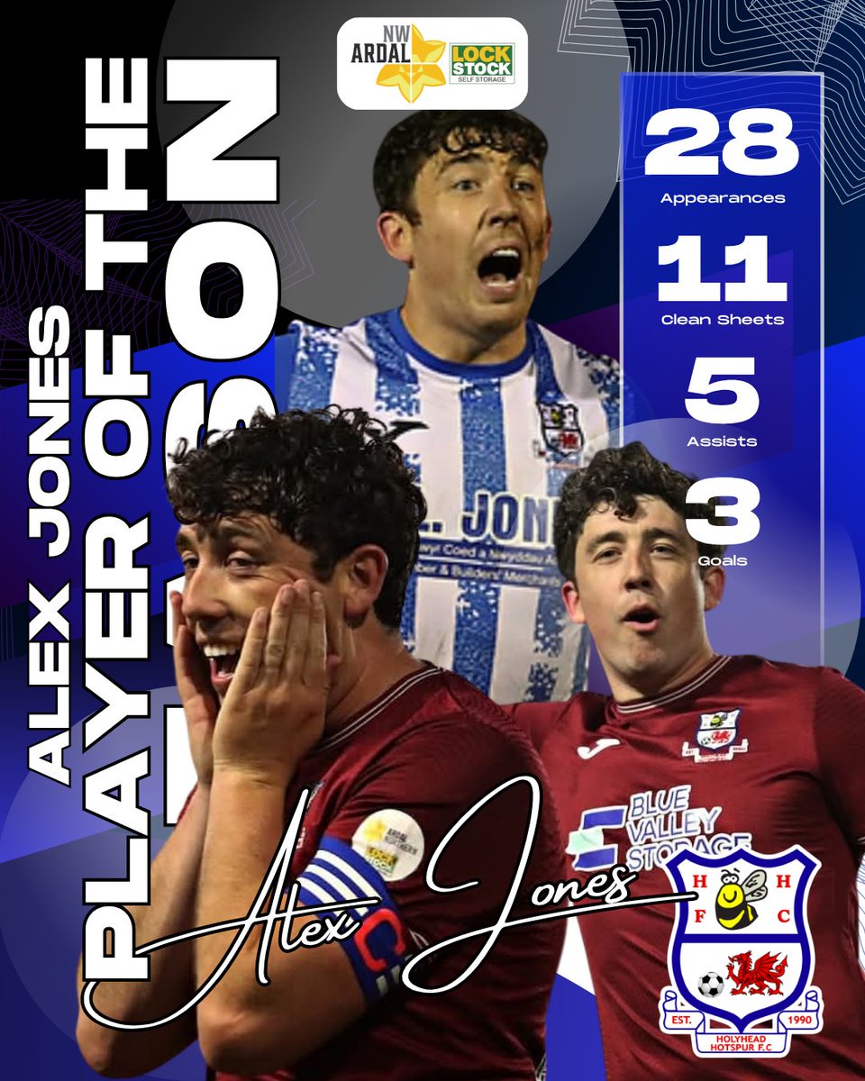 𝗔𝗿𝗱𝗮𝗹 𝗡𝗪 𝗣𝗹𝗮𝘆𝗲𝗿 𝗼𝗳 𝘁𝗵𝗲 𝗦𝗲𝗮𝘀𝗼𝗻

🧱 Alex Jones, <a href="/HolyheadHotspur/">Holyhead Hotspur FC 🐝</a>