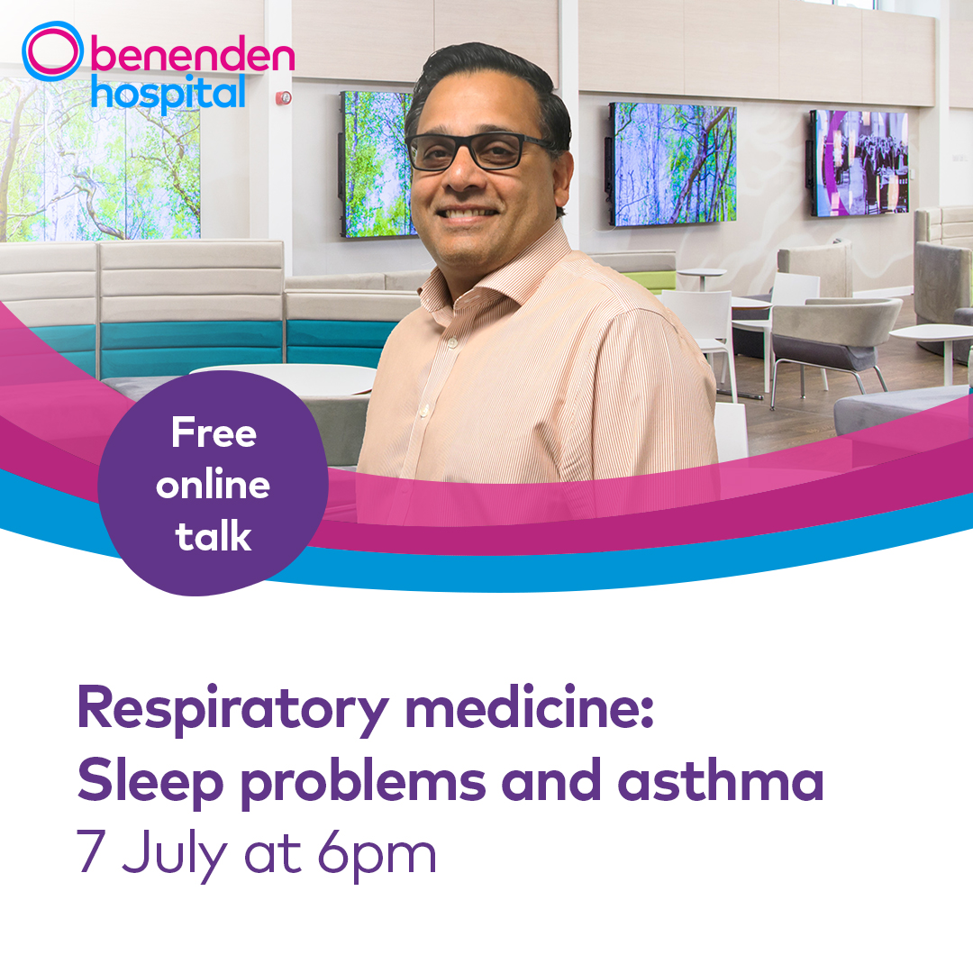 #LoveYourLungsWeek is the perfect time to prioritise your respiratory health. Join our free online talk on 7 July at 6pm. Dr Banerjee will guide you through our respiratory service and how we can diagnose conditions including sleep apnoea and asthma. ow.ly/RjFT50W5lpl