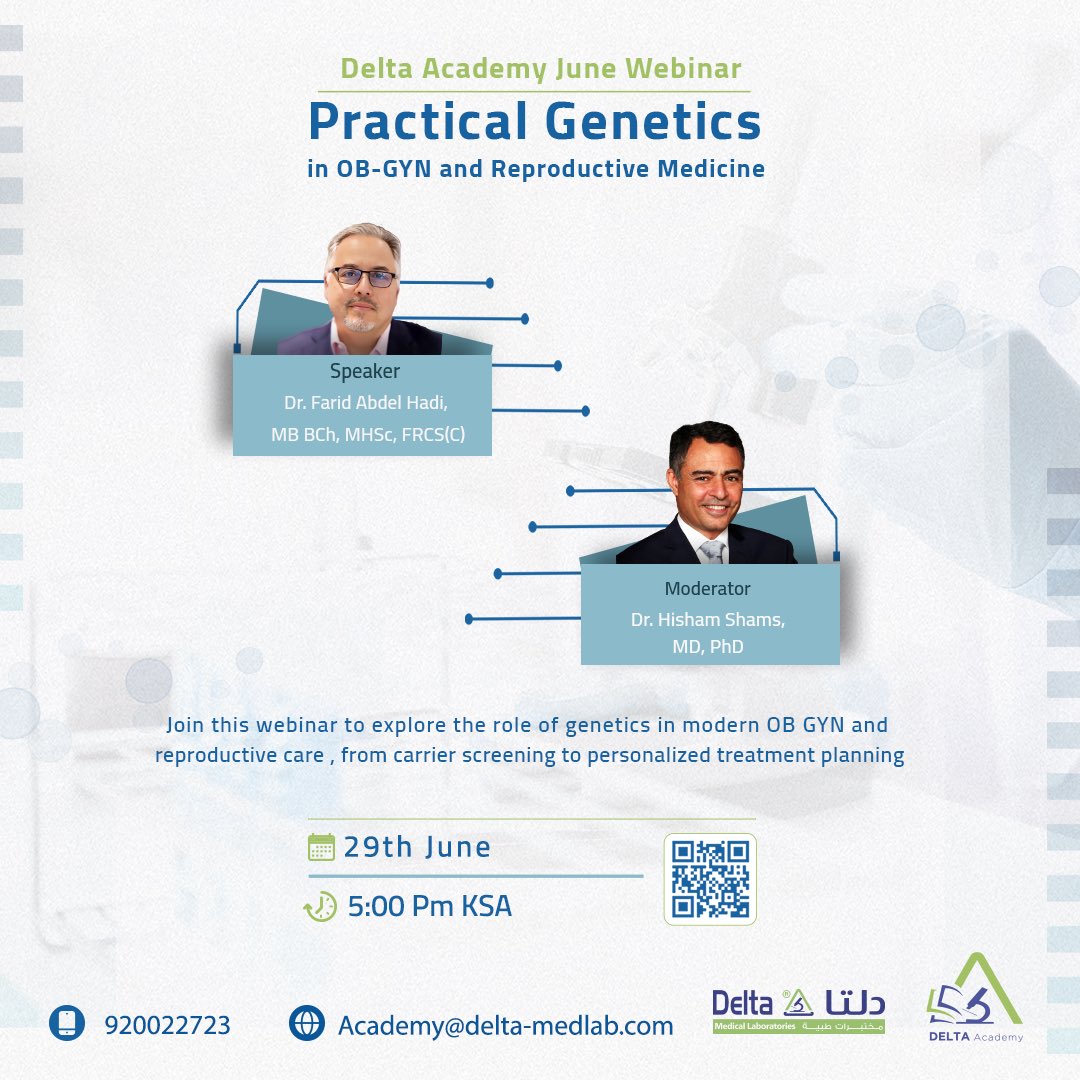 DeltaAcademy24's tweet photo. Join us for a clinically focused webinar designed to bridge genetic knowledge with real-world OB-GYN and fertility practice.

📌 Register now: https://t.co/hz9zv49f40

#Genetics #OBGYN #ReproductiveMedicine #DeltaAcademy #NIPT #CGT #PGTm #PGTa https://t.co/ps8SOVwhOh