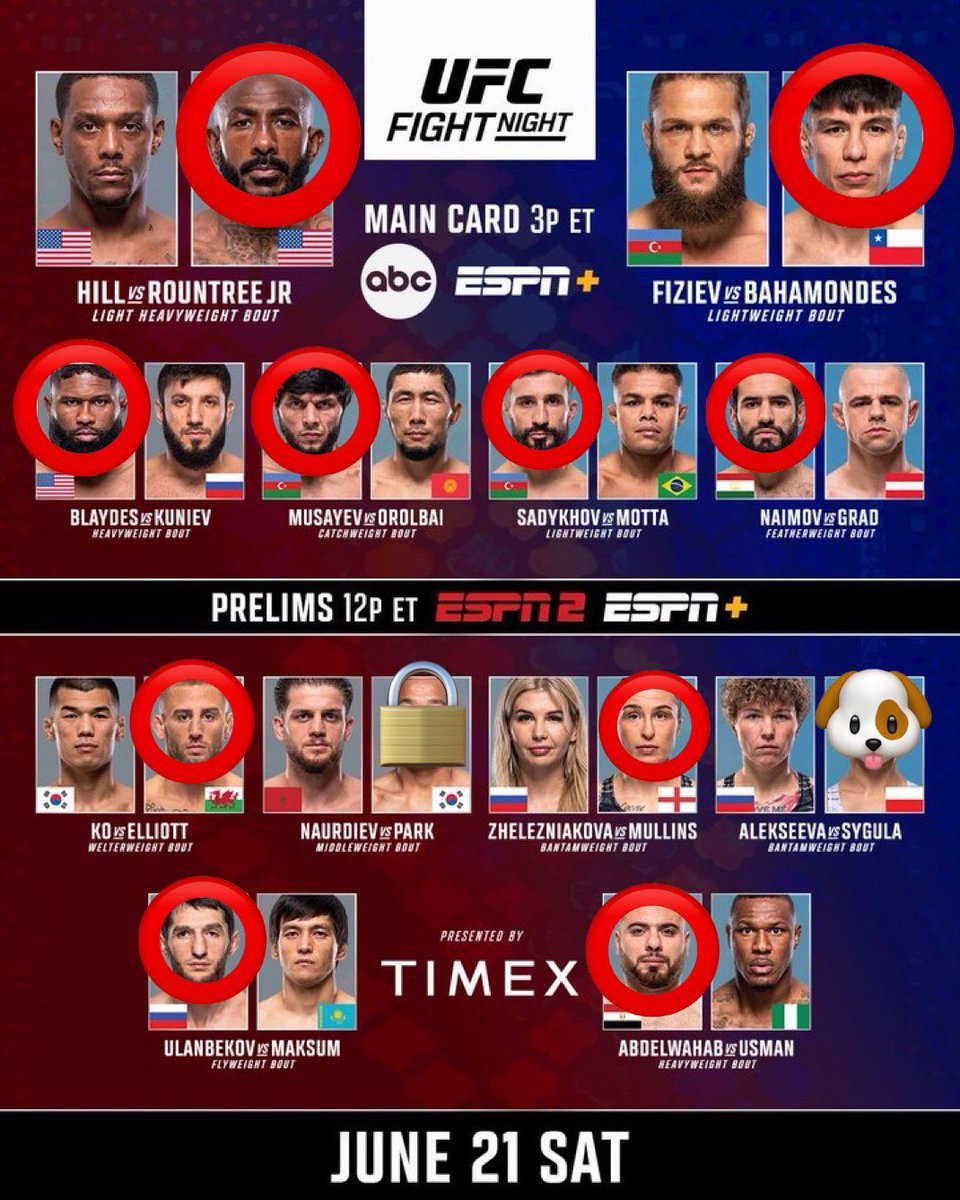 My #UFCBaku Picks!
All Time: 60-23 🥊
🔒 Record: 6-1
🔒= My Lock
🐶= My Biggest Underdog Pick