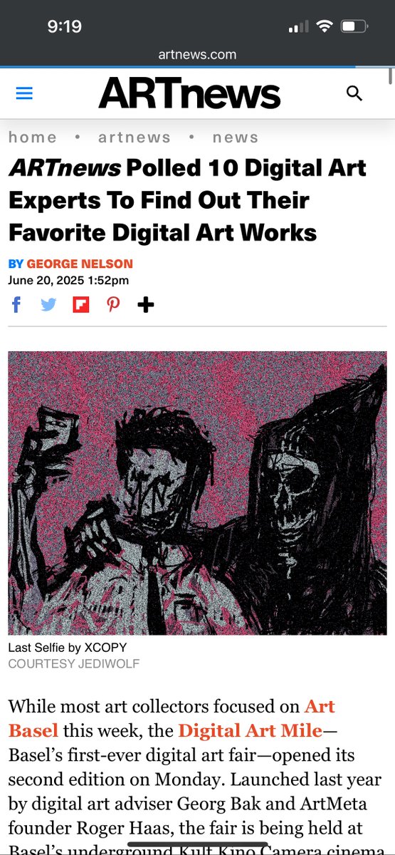 Gm, great to see friends @randomcdog, <a href="/punk6529/">6529</a>, <a href="/andrewjiang/">Andrew Jiang</a> + others featured on ArtNews. Great read👇