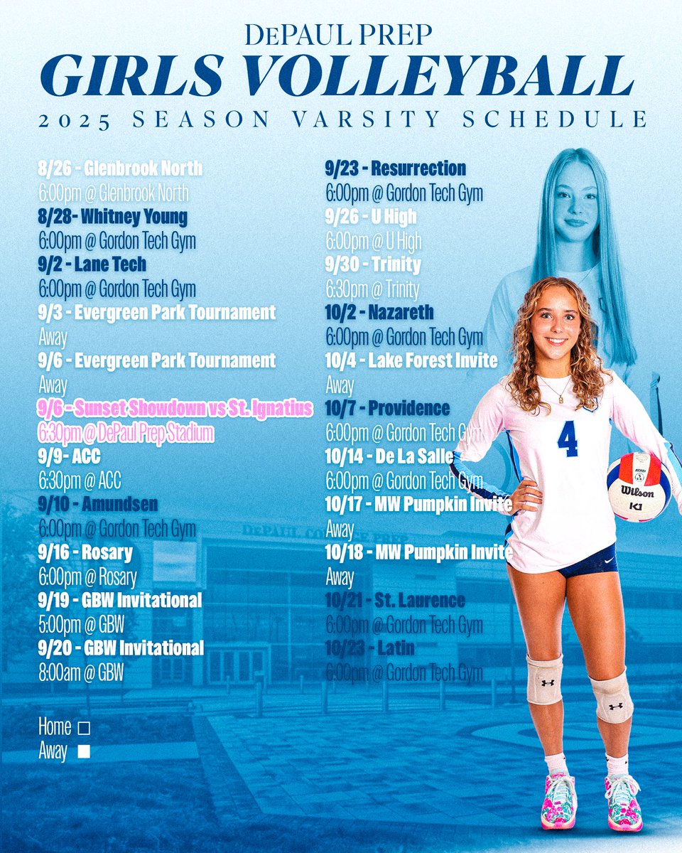 DePaulPrepVball's tweet image. Hot off the press — the 2025 DePaul College Prep Varsity Volleyball Schedule is HERE!