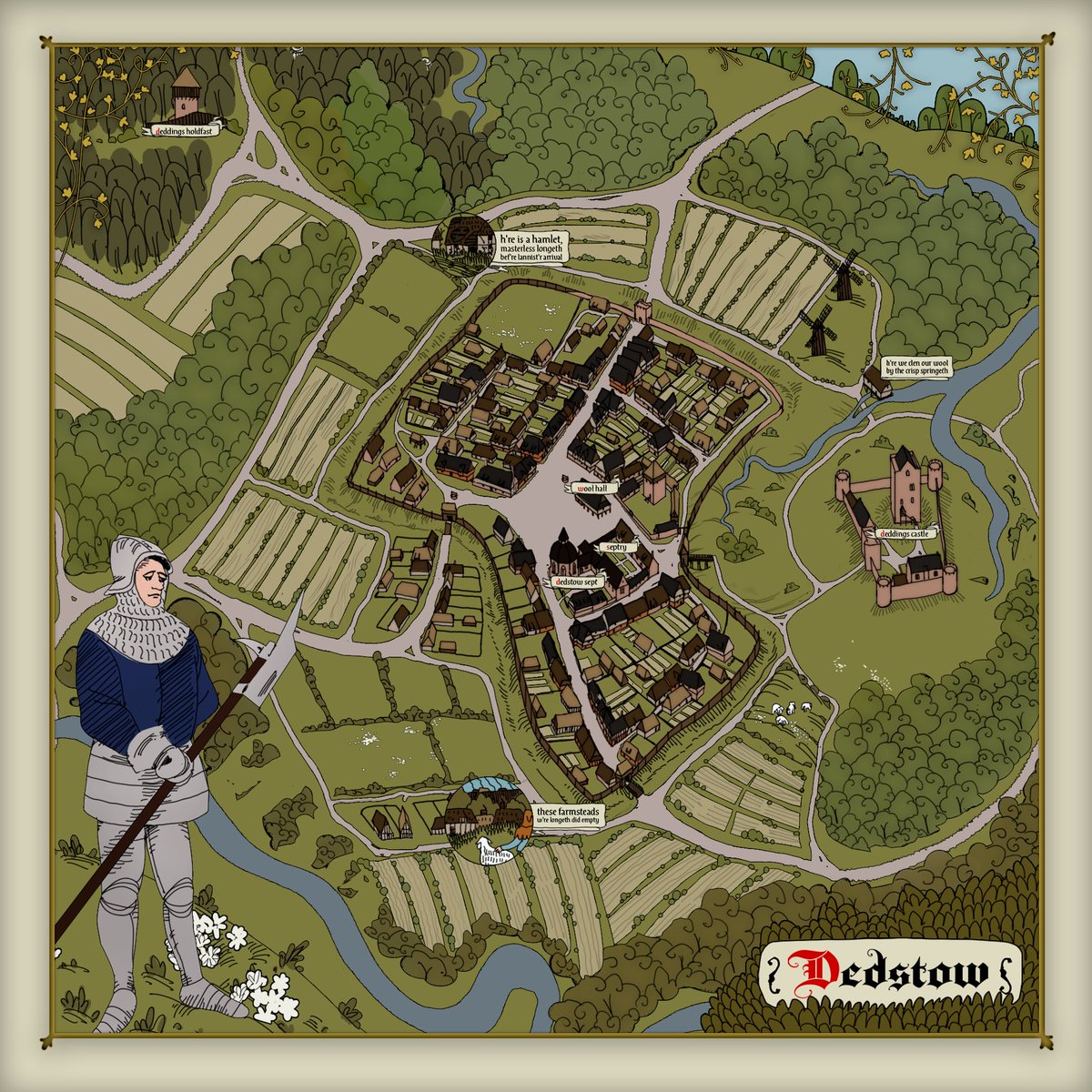 Sometimes when planning their projects on WesterosCraft, builders get a little creative. This is a map of House Deddings, a wealthy house from the Riverlands. Drawn in the style of <a href="/KingdomComeRPG/">Kingdom Come: Deliverance II</a> by the talented builder and artist <a href="/eemuium/">Maewyn 🏳️‍🌈</a>
