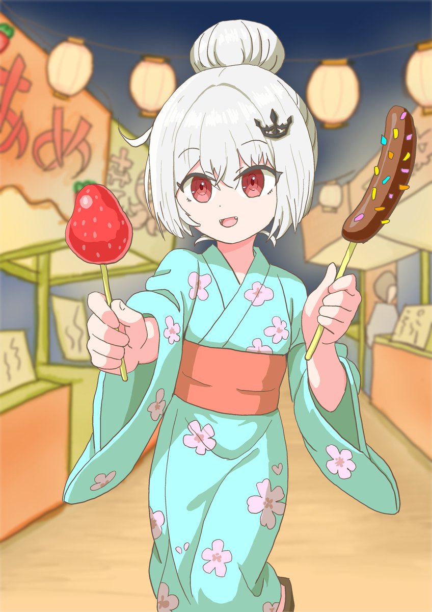 【昼雑談　休日のだらだら時間、開始！】配信👀✨  夏祭り好きなのは意外……浴衣沢山持ってるのも意外…👘
浴衣となると髪はアップ…お団子か？！(*´`) 「いちご飴も食べたい、チョコバナナも…焼きそばも…ちょっと持ってて、食べたらダメだよ！」ﾐﾀｲﾅｰ( *ˊᵕˋ*)ﾌﾋﾋ
 #つかさ肖像画