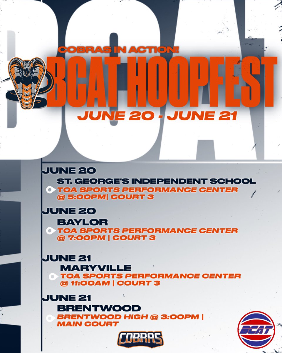 College Coaches come see us at our last outing of the summer🐍🏀‼️

Day 1 |
2-0

Day 2 |
11AM - 📍TOA| Court 3 

3PM - 📍Brentwood High| Main Court

#TheKirkwoodWay #BCAT #LivePeriod  #HighSchoolBasketball #TennesseeBasketball 

<a href="/BCATHOOPS/">BCAT</a>